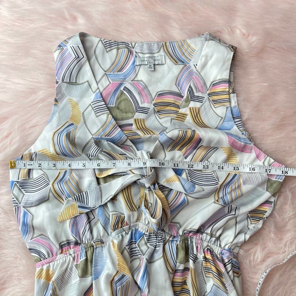 WAVERLY GREY Dress Womens Medium Multicolor Geometric V Neck Blouson - Medium - Picture 14 of 16